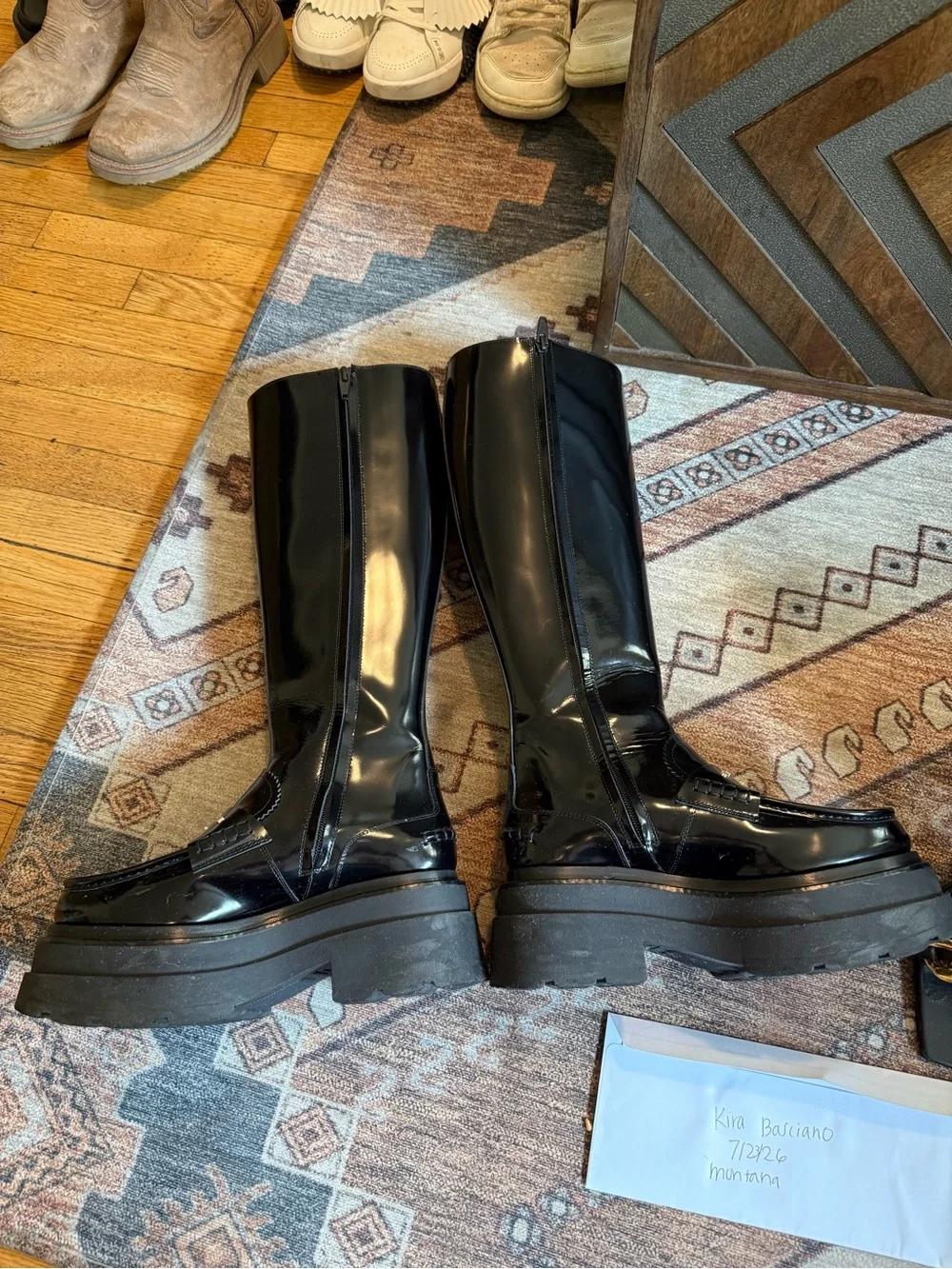 Alexander Wang Carter  Black Patent Over-the-Knee Platform Boots